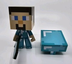 Minecraft Steve 6”Vinyl Video Game Action Figure Toy Diamond Armor &amp; Swo... - €33,06 EUR
