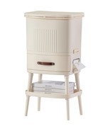 8 Gallon Elevated Trash Kitchen Can with Lid and Storage Shelf in Cream - $205.58 CAD