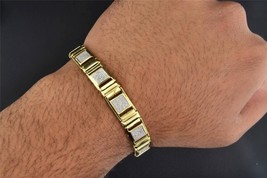 8.50&quot; Statement Link Bracelets 14K Yellow Gold Finish 1.25 Ctw Simulated Diamond - $179.87