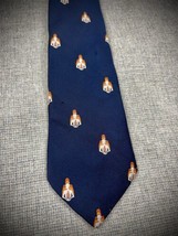 Vintage 60s 70s Kipper Blue Tie Warden Brooks Unique Neat Flame in Perso... - £19.06 GBP