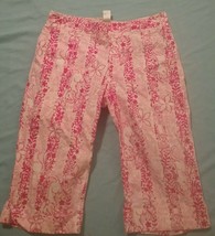 Lilly Pulitzer Boardwalk Cafe Pink Cropped Capri Pants Sz 6  Cruise Wear (H4) - £13.37 GBP