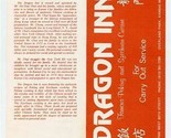 Dragon Inn Menu Peking &amp; Szechuan Cuisine West 8th Street Overland Park ... - £13.95 GBP