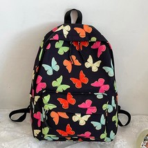 Butterflies Print Ladies Bookbag Large Capacity Laptop Backpack Fashion Nylon Ad - £50.02 GBP