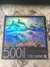 Milton Bradley 500 Pc Puzzle - Tropical Seaworld - Reflective Foil Effect -Cool! - £5.41 GBP