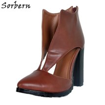 Brown Slip On Women Pump Chunky High Heels Womens Size 12 Shoes Design High Heel - £154.79 GBP