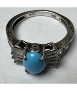 STS Sterling Silver 925 Ring Turquoise Color Size 7 Vtg - $738.71 MXN