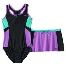Girls Swimsuit ZeroXposur 1 Pc Purple Bathing Suit &amp; Skirt Swim Set $50-... - £19.46 GBP