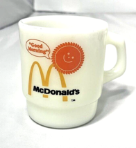 Anchor Hocking Fire King McDonald&#39;s Good Morning Milk Glass Coffee Mug - £8.90 GBP