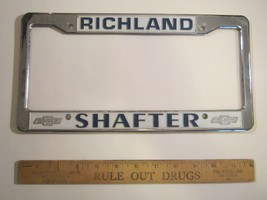 License Plate Plastic Car Tag Frame Richland Shafter Chevrolet 14D - $26.88