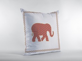 16 Orange White Elephant Boho Suede Throw Pillow - £39.49 GBP