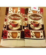 Set of 2 Same Printed Kitchen Towels (15&quot; x 25&quot;) COFFEE CUPS, ESPRESSO, ASM - £8.55 GBP