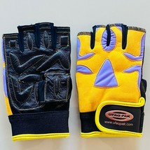 new Leather Workout / weight lifting/ Gym Exercise Training gloves Yellow Purple - £19.73 GBP