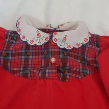 Vintage Oshkosh Girl 2T Christmas Red Jumpsuit Plaid Flowers Peter Pan C... - $33.76