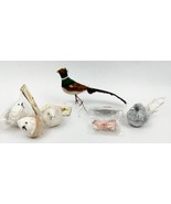 Vintage Bird Ornament Lot Feather Cotton Wire  Robin Chickadee Pheasant - $22.50