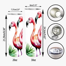 Insulated Stainless Steel Tumbler Drinkware  20oz or 30oz  Pink Flamingos - £13.01 GBP