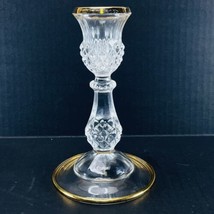 Cristal D&#39;Arques Durand Lead Crystal 7”Candlestick with Gold Trim France VTG - £9.95 GBP