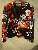 Tahari Arthur S Levine Open Front Blazer Jacket Women&#39;s size 10 black floral - £19.98 GBP