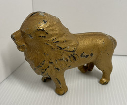 Vintage coin bank metal gold Lion Figure Figurine - £16.10 GBP