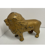 Vintage coin bank metal gold Lion Figure Figurine - $20.57