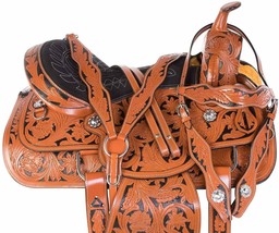Premium Leather Western Barrel Racing Adult Horse Saddle Size 12&quot; to 18&quot; Inch - £286.04 GBP+