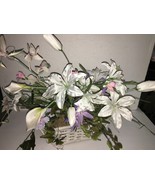 Silk Flower Arrangement White Lavender Pink Centerpiece Wedding-SHIP SAM... - $1,480.38 MXN