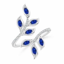 Authenticity Guarantee 
ANGARA Marquise Sapphire Olive Leaf Ring in 14K White... - £991.49 GBP