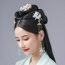 Chinese Hanfu Hair Pins Butterfly Flower Shining Crystal Tassel Hair Jewelry Set - £12.63 GBP+