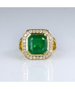 3Ct Asscher Simulated Emerald Mens Wedding Ring 14k Yellow Gold Plated S... - £125.87 GBP