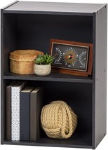 IRIS USA Small Spaces Wood, Bookshelf Storage Shelf, Bookcase, 2-Tier, Black - £36.07 GBP