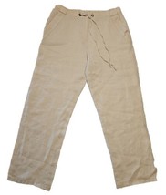 JM Collection Linen Pants Womens 8 Petite Cream Straight Leg Elastic Dra... - $22.52