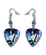 Elvis Presley guitar pic blue Concert 68 dangle French wire earrings pie... - $17.99