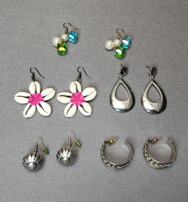 Dangle & Hoop Earrings Lot 5 Pairs Pierced Fashion Jewelry Silver & Gold-tone - $24.75