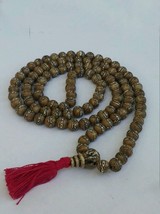 Tibetan Buddhist Buddha Eye Carved on Conch 108 Prayer Beads 8-10mm - Nepal - £43.25 GBP