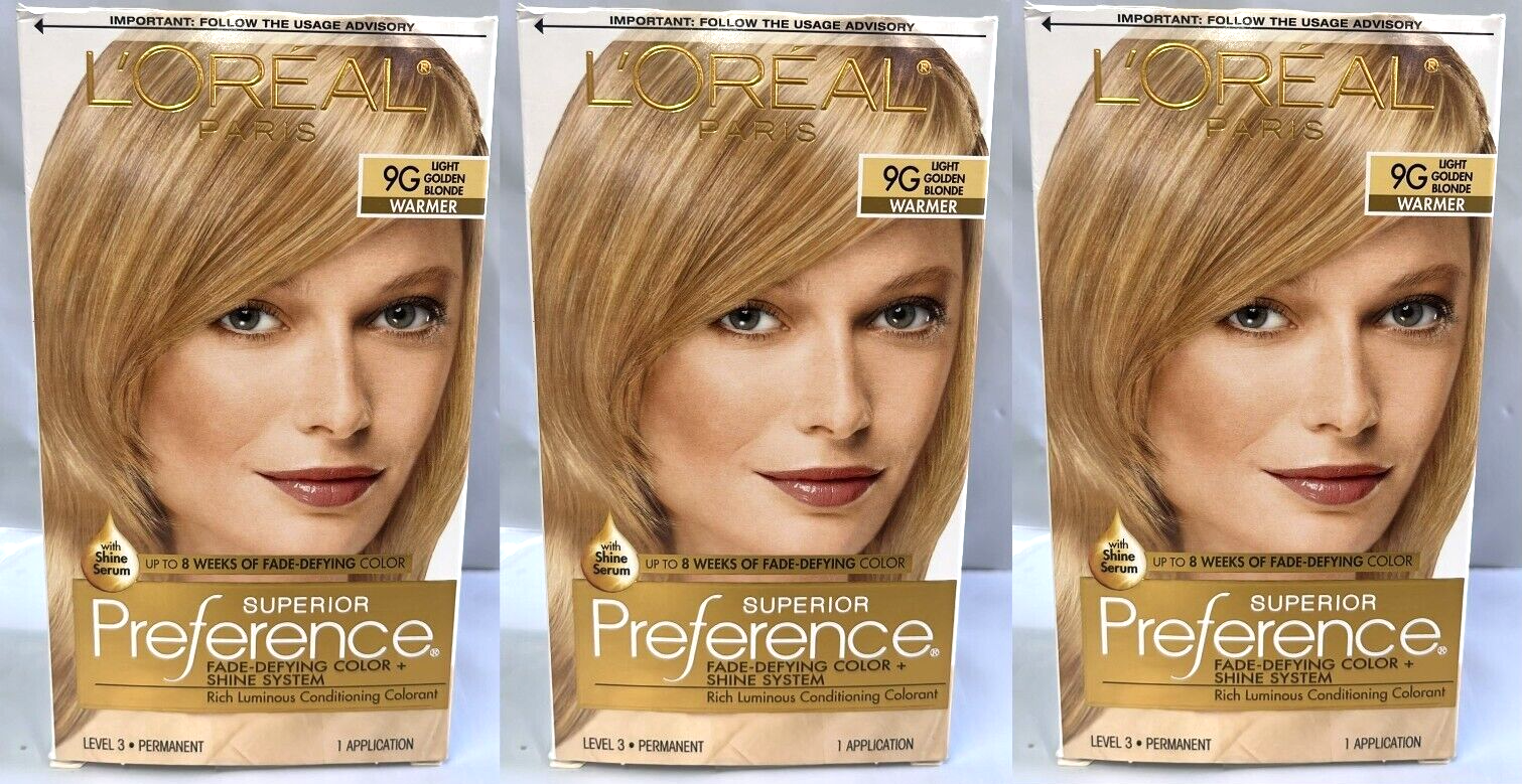 3x L&#39;Oreal Paris Superior Preference Hair Color, Light Golden Blonde 9G ... - $34.64