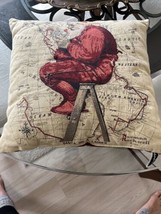 Norman Rockwell Christmas Santa At The Map Pillow Sat. Evening Post - £13.85 GBP