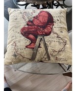 Norman Rockwell Christmas Santa At The Map Pillow Sat. Evening Post - £13.57 GBP