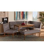 Mario Gray Fabric Upholstered and Walnut Brown 5-Piece Dining Nook Set - $27,886.78 MXN