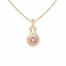 ANGARA Round Morganite Solitaire Infinity Knot Pendant in 14K Solid Gold - £386.36 GBP