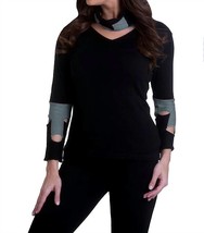 Angel cut work sweater with scarf in Black/Gray - £45.48 GBP