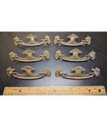 Set of 6 Vintage Brass Cabinet Cupboard Dresser Furniture Drawer Pulls 5... - €37,28 EUR
