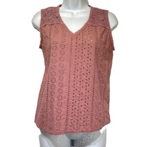 Joie Broderie anglais crochet pink eyelet boho cotton tank top Size S - $14.85