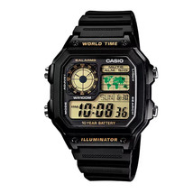 Casio AE-1200 WH 1B Sports Black World Time, 10 Year Battery LED Water Resistant - £26.70 GBP