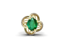 4.50 CT Natural Emerald Diamond Engagement 14K Gold Emerald Bridal Wedding Ring - £1,410.05 GBP