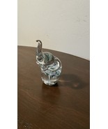 Art Glass Elephant Crystal Paperweight Trunk Up Floral Burst Figurine 4&quot;... - $12.10 CAD