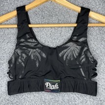 Victoria Secret Pink Ultimate Unlined Sports Bra M Medium Black Palm Trees - £8.89 GBP