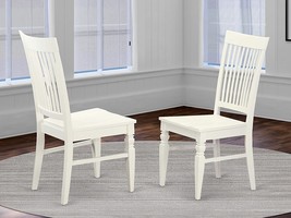 East West Furniture Weston dining chair - Wooden Seat and Linen White Solid wood - £154.74 GBP