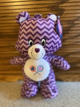 Care Bears Share Bear Plush Purple Striped Chevron 14”  Lollipop Hearts ... - £11.13 GBP