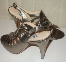 BARNEYS NEW YORK  coop metallic Leather  High Heel  Wedge Sandals Sz 37 new $385 - £111.11 GBP