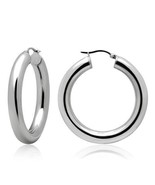 Large Round 30mm Hoop Stainless Steel Hinged Women Fashion Earrings - £47.66 GBP