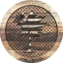 Corrugated Palm Tree on Wood Novelty Metal Mini Circle Magnet CM-1058 - $12.95